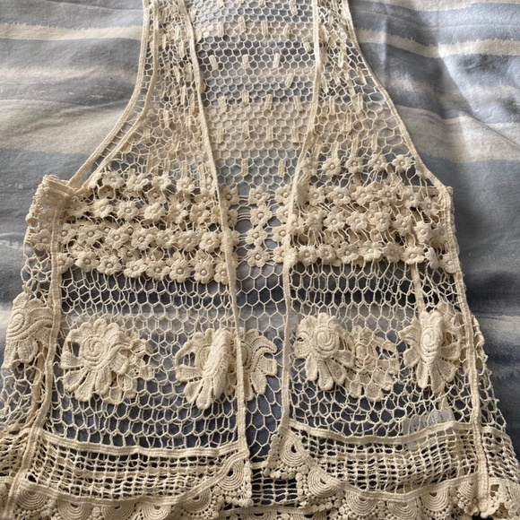 Bohemian Cotton Lace Hippie Vest - Picture 1 of 8